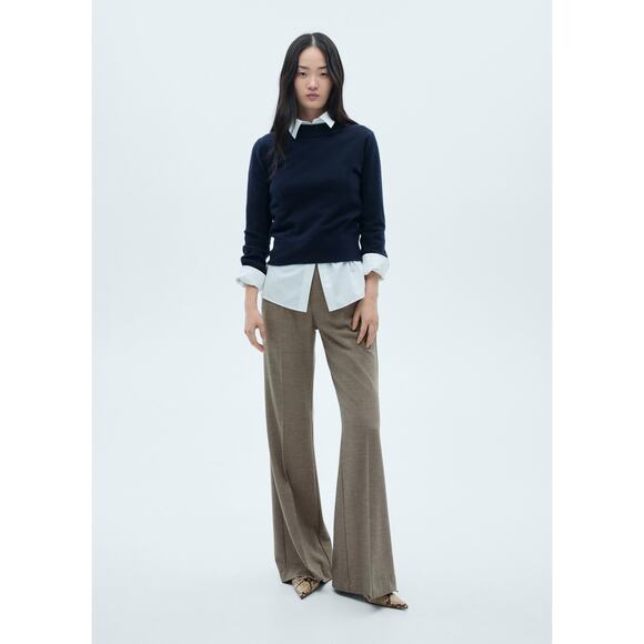 Mango Flared Check Suit Trouser Pants- 1 Khaki - Picture 8 of 8